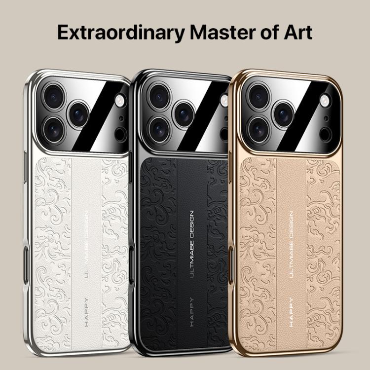 Coque de téléphone PC en cuir uni motif dragon nuage, pour iPhone 14 Pro Max