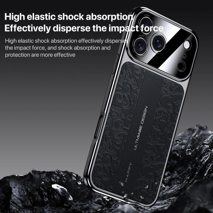 Coque de téléphone PC en cuir uni motif dragon nuage, pour iPhone 14 Pro Max
