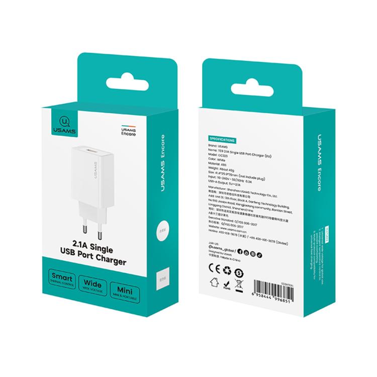 Chargeur à port USB unique USAMS CC326 T69 10,5W 2,1A, CC326