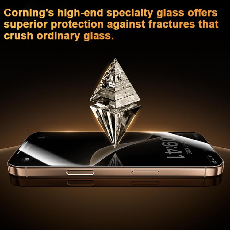 Film en verre trempé de confidentialité Benks King Kong Corning Hot-bend Full-glue (version à installation rapide), pour iPhone 17 Pro Max, pour iPhone 17 Pro