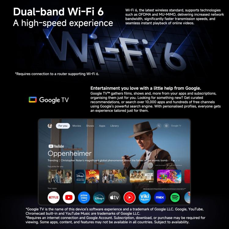 Clé TV Xiaomi Originale 2ème Génération Quad Core Cortex-A55 4K Ultra HD Dual-Band WiFi6 Google TV Stick, Version Globale avec Google Play, 2Go+8Go