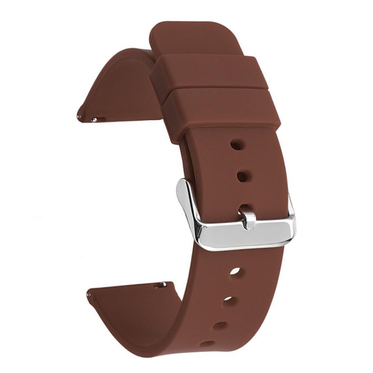 Stainless Steel Silver Pin Buckle Solid Color Silicone Waterproof Watch Band, 24mm