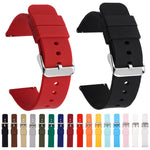 Stainless Steel Silver Pin Buckle Solid Color Silicone Waterproof Watch Band, 16mm, 18mm, 19mm