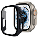 Protection d'écran xDfind en verre trempé avec boîtier en polycarbonate intégré, compatible avec Apple Watch Ultra 3/2/1 49 mm, Apple Watch Series 9/8/7 45 mm, Apple Watch Series 9/8/7 41 mm et Apple Watch Series 3/2/1 38 mm.