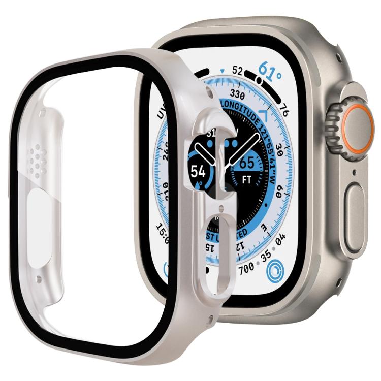 Protection d'écran xDfind en verre trempé avec boîtier en polycarbonate intégré, compatible avec Apple Watch Ultra 3/2/1 49 mm, Apple Watch Series 9/8/7 45 mm, Apple Watch Series 9/8/7 41 mm et Apple Watch Series 3/2/1 38 mm.