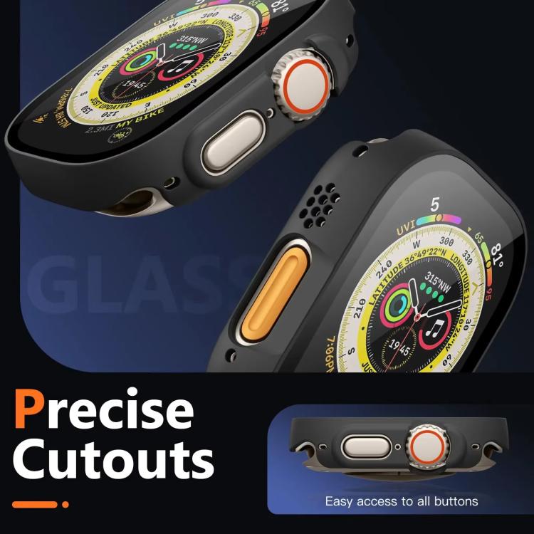Protection d'écran xDfind en verre trempé avec boîtier en polycarbonate intégré, compatible avec Apple Watch Ultra 3/2/1 49 mm, Apple Watch Series 9/8/7 45 mm, Apple Watch Series 9/8/7 41 mm et Apple Watch Series 3/2/1 38 mm.