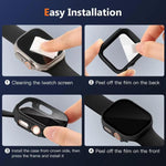 Protection d'écran xDfind en verre trempé avec boîtier en polycarbonate intégré, compatible avec Apple Watch Ultra 3/2/1 49 mm, Apple Watch Series 9/8/7 45 mm, Apple Watch Series 9/8/7 41 mm et Apple Watch Series 3/2/1 38 mm.