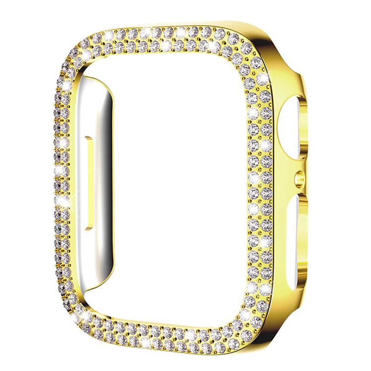 Coque de montre xDfind à double rangée de diamants ajourés en polycarbonate, compatible avec Apple Watch Series 9/8/7 45 mm, Apple Watch Series 9/8/7 41 mm, Apple Watch Series 3/2/1 38 mm, Apple Watch Series 3/2/1 42 ​​mm