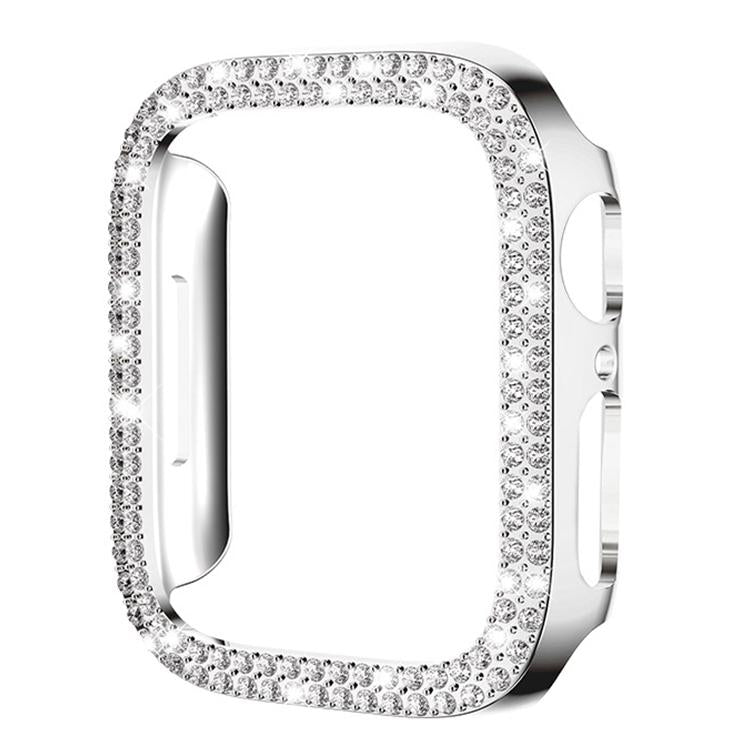 Coque de montre xDfind à double rangée de diamants ajourés en polycarbonate, compatible avec Apple Watch Series 9/8/7 45 mm, Apple Watch Series 9/8/7 41 mm, Apple Watch Series 3/2/1 38 mm, Apple Watch Series 3/2/1 42 ​​mm