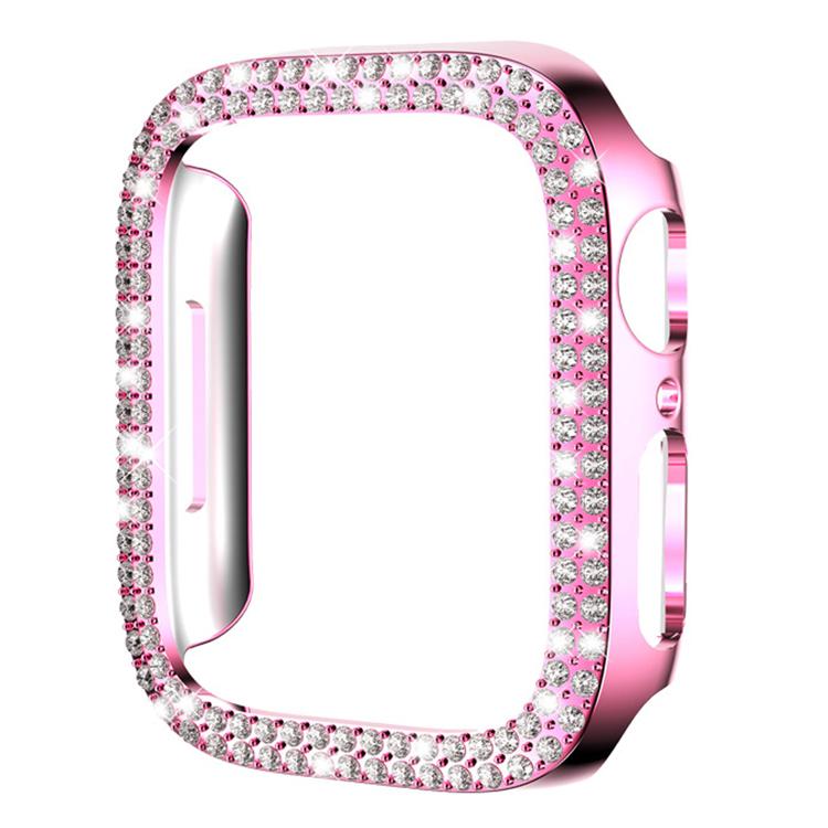 Coque de montre xDfind à double rangée de diamants ajourés en polycarbonate, compatible avec Apple Watch Series 9/8/7 45 mm, Apple Watch Series 9/8/7 41 mm, Apple Watch Series 3/2/1 38 mm, Apple Watch Series 3/2/1 42 ​​mm