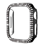 Coque de montre xDfind à double rangée de diamants ajourés en polycarbonate, compatible avec Apple Watch Series 9/8/7 45 mm, Apple Watch Series 9/8/7 41 mm, Apple Watch Series 3/2/1 38 mm, Apple Watch Series 3/2/1 42 ​​mm
