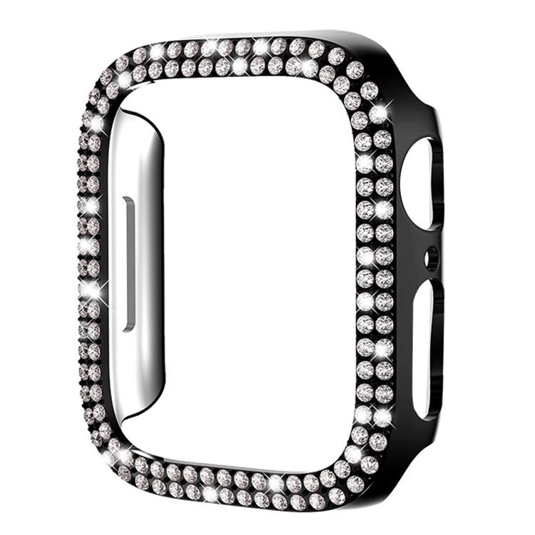 Coque de montre xDfind à double rangée de diamants ajourés en polycarbonate, compatible avec Apple Watch Series 9/8/7 45 mm, Apple Watch Series 9/8/7 41 mm, Apple Watch Series 3/2/1 38 mm, Apple Watch Series 3/2/1 42 ​​mm