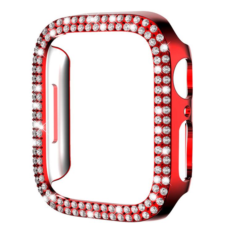 Coque de montre xDfind à double rangée de diamants ajourés en polycarbonate, compatible avec Apple Watch Series 9/8/7 45 mm, Apple Watch Series 9/8/7 41 mm, Apple Watch Series 3/2/1 38 mm, Apple Watch Series 3/2/1 42 ​​mm