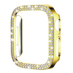 Coque de montre xDfind à double rangée de diamants ajourés en polycarbonate, compatible avec Apple Watch Series 9/8/7 45 mm, Apple Watch Series 9/8/7 41 mm, Apple Watch Series 3/2/1 38 mm, Apple Watch Series 3/2/1 42 ​​mm