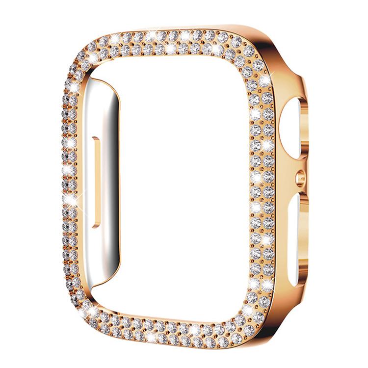 Coque de montre xDfind à double rangée de diamants ajourés en polycarbonate, compatible avec Apple Watch Series 9/8/7 45 mm, Apple Watch Series 9/8/7 41 mm, Apple Watch Series 3/2/1 38 mm, Apple Watch Series 3/2/1 42 ​​mm