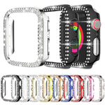 Coque de montre xDfind à double rangée de diamants ajourés en polycarbonate, compatible avec Apple Watch Series 9/8/7 45 mm, Apple Watch Series 9/8/7 41 mm, Apple Watch Series 3/2/1 38 mm, Apple Watch Series 3/2/1 42 ​​mm