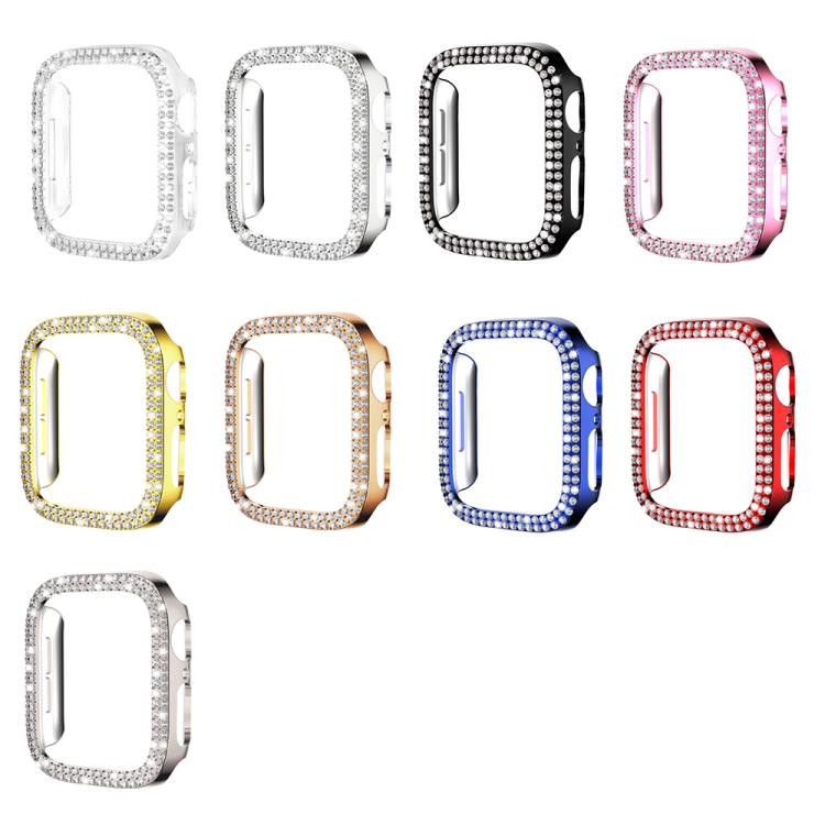 Coque de montre xDfind à double rangée de diamants ajourés en polycarbonate, compatible avec Apple Watch Series 9/8/7 45 mm, Apple Watch Series 9/8/7 41 mm, Apple Watch Series 3/2/1 38 mm, Apple Watch Series 3/2/1 42 ​​mm