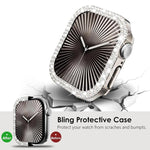 Coque de montre xDfind à double rangée de diamants ajourés en polycarbonate, compatible avec Apple Watch Series 9/8/7 45 mm, Apple Watch Series 9/8/7 41 mm, Apple Watch Series 3/2/1 38 mm, Apple Watch Series 3/2/1 42 ​​mm