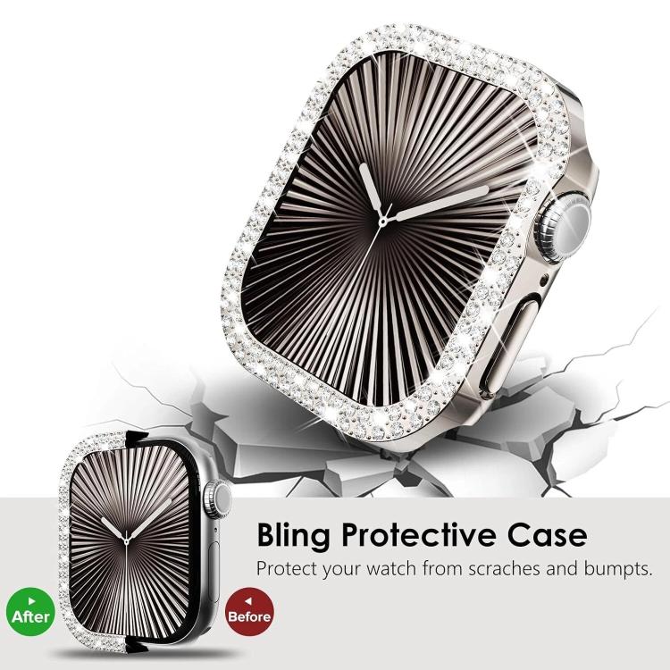 Coque de montre xDfind à double rangée de diamants ajourés en polycarbonate, compatible avec Apple Watch Series 9/8/7 45 mm, Apple Watch Series 9/8/7 41 mm, Apple Watch Series 3/2/1 38 mm, Apple Watch Series 3/2/1 42 ​​mm