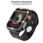 Coque de montre xDfind à double rangée de diamants ajourés en polycarbonate, compatible avec Apple Watch Series 9/8/7 45 mm, Apple Watch Series 9/8/7 41 mm, Apple Watch Series 3/2/1 38 mm, Apple Watch Series 3/2/1 42 ​​mm