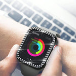 Coque de montre xDfind à double rangée de diamants ajourés en polycarbonate, compatible avec Apple Watch Series 9/8/7 45 mm, Apple Watch Series 9/8/7 41 mm, Apple Watch Series 3/2/1 38 mm, Apple Watch Series 3/2/1 42 ​​mm
