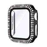 xDfind Coque de montre en PC intégrée avec film en verre trempé double rangée de diamants, pour Apple Watch Series 9 / 8 / 7 41mm, pour Apple Watch Series 3 / 2 / 1 38mm, pour Apple Watch Series 3 / 2 / 1 42mm