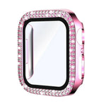 xDfind Coque de montre en PC intégrée avec film en verre trempé double rangée de diamants, pour Apple Watch Series 9 / 8 / 7 41mm, pour Apple Watch Series 3 / 2 / 1 38mm, pour Apple Watch Series 3 / 2 / 1 42mm
