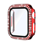 xDfind Coque de montre en PC intégrée avec film en verre trempé double rangée de diamants, pour Apple Watch Series 9 / 8 / 7 41mm, pour Apple Watch Series 3 / 2 / 1 38mm, pour Apple Watch Series 3 / 2 / 1 42mm