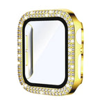 xDfind Coque de montre en PC intégrée avec film en verre trempé double rangée de diamants, pour Apple Watch Series 9 / 8 / 7 41mm, pour Apple Watch Series 3 / 2 / 1 38mm, pour Apple Watch Series 3 / 2 / 1 42mm