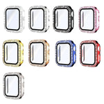 xDfind Coque de montre en PC intégrée avec film en verre trempé double rangée de diamants, pour Apple Watch Series 9 / 8 / 7 41mm, pour Apple Watch Series 3 / 2 / 1 38mm, pour Apple Watch Series 3 / 2 / 1 42mm