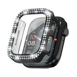 xDfind Coque de montre en PC intégrée avec film en verre trempé double rangée de diamants, pour Apple Watch Series 9 / 8 / 7 41mm, pour Apple Watch Series 3 / 2 / 1 38mm, pour Apple Watch Series 3 / 2 / 1 42mm
