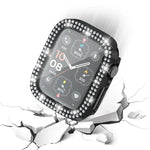 xDfind Coque de montre en PC intégrée avec film en verre trempé double rangée de diamants, pour Apple Watch Series 9 / 8 / 7 41mm, pour Apple Watch Series 3 / 2 / 1 38mm, pour Apple Watch Series 3 / 2 / 1 42mm