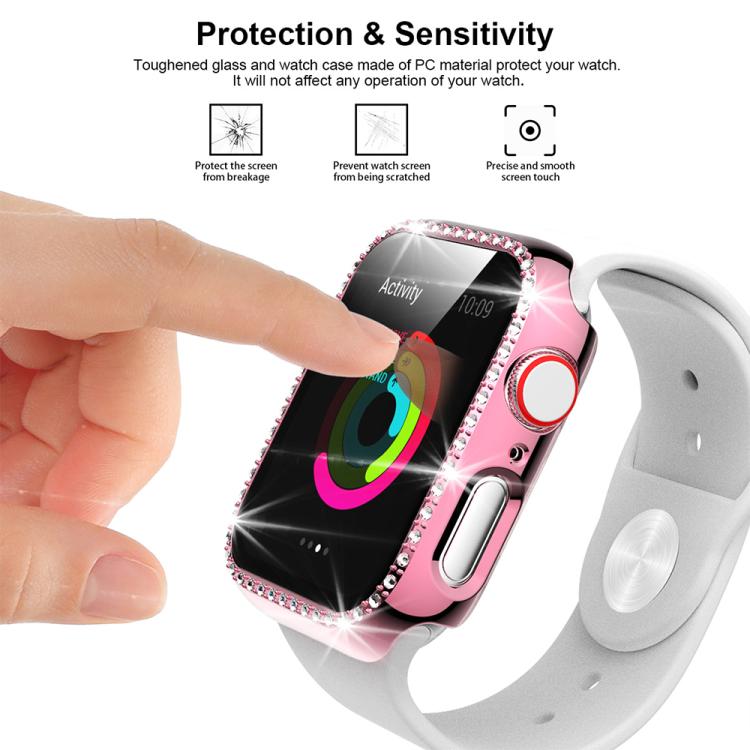 Boîtier de montre xDfind à motif diamant ajouré à une rangée, compatible avec Apple Watch Series 11 46 mm / 10 46 mm et Apple Watch Series 11 42 mm / 10 42 mm