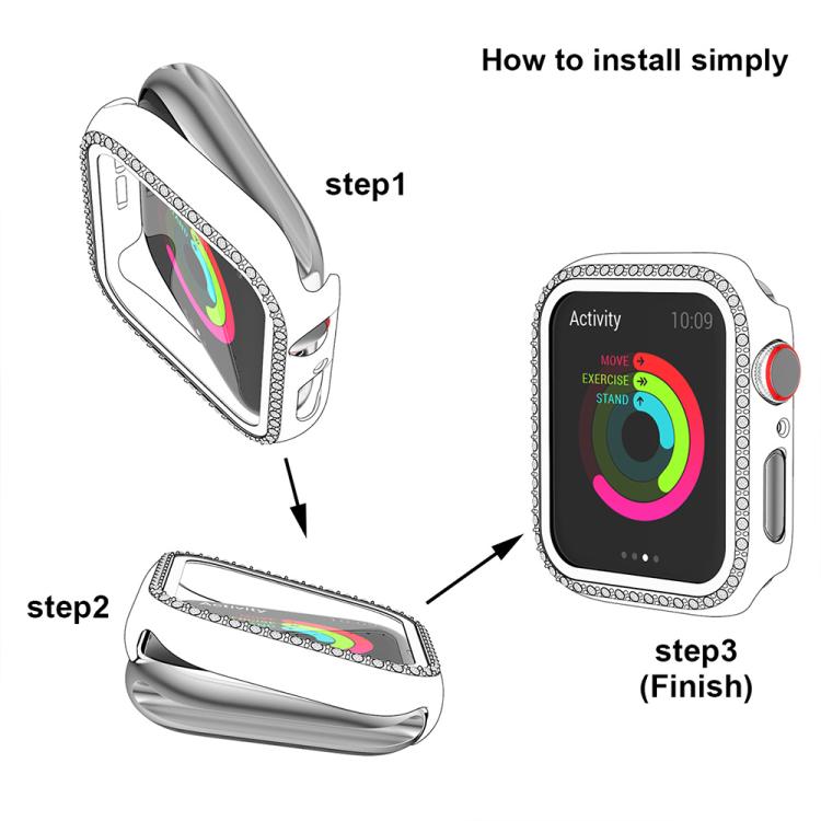 Boîtier de montre xDfind à motif diamant ajouré à une rangée, compatible avec Apple Watch Series 11 46 mm / 10 46 mm et Apple Watch Series 11 42 mm / 10 42 mm