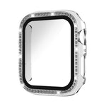 Protection d'écran xDfind en verre trempé à motif diamant simple rangée, avec boîtier en polycarbonate intégré, compatible avec Apple Watch Series 11 46 mm / 10 46 mm et Apple Watch Series 11 42 mm / 10 42 mm.