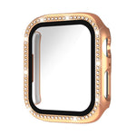 Coque de protection en PC intégrée avec film en verre trempé à rangée de diamants xDfind, Pour Apple Watch Series 9 / 8 / 7 45mm, Pour Apple Watch Series 9 / 8 / 7 41mm, Pour Apple Watch Series 3 / 2 / 1 38mm, Pour Apple Watch Series 3 / 2 / 1 42mm