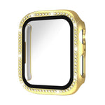 Protection d'écran xDfind en verre trempé à motif diamant simple rangée, avec boîtier en polycarbonate intégré, compatible avec Apple Watch Series 11 46 mm / 10 46 mm et Apple Watch Series 11 42 mm / 10 42 mm.
