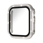 Protection d'écran xDfind en verre trempé à motif diamant simple rangée, avec boîtier en polycarbonate intégré, compatible avec Apple Watch Series 11 46 mm / 10 46 mm et Apple Watch Series 11 42 mm / 10 42 mm.