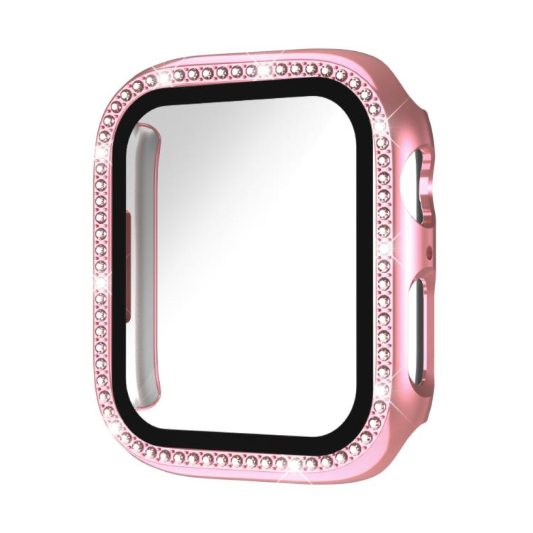 Protection d'écran xDfind en verre trempé à motif diamant simple rangée, avec boîtier en polycarbonate intégré, compatible avec Apple Watch Series 11 46 mm / 10 46 mm et Apple Watch Series 11 42 mm / 10 42 mm.