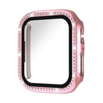 Protection d'écran xDfind en verre trempé à motif diamant simple rangée, avec boîtier en polycarbonate intégré, compatible avec Apple Watch Series 11 46 mm / 10 46 mm et Apple Watch Series 11 42 mm / 10 42 mm.