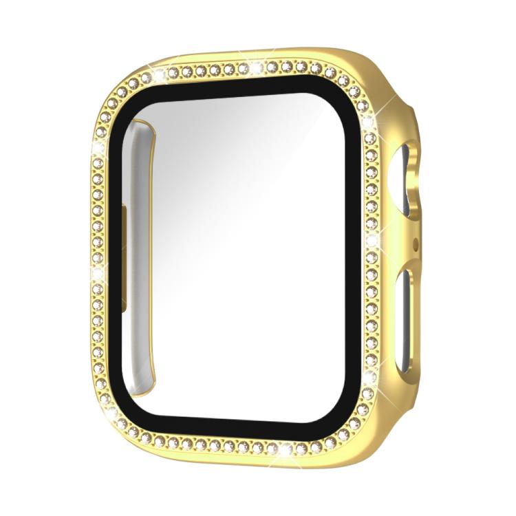 Protection d'écran xDfind en verre trempé à motif diamant simple rangée, avec boîtier en polycarbonate intégré, compatible avec Apple Watch Series 11 46 mm / 10 46 mm et Apple Watch Series 11 42 mm / 10 42 mm.
