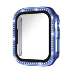 Protection d'écran xDfind en verre trempé à motif diamant simple rangée, avec boîtier en polycarbonate intégré, compatible avec Apple Watch Series 11 46 mm / 10 46 mm et Apple Watch Series 11 42 mm / 10 42 mm.