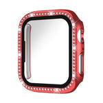 Protection d'écran xDfind en verre trempé à motif diamant simple rangée, avec boîtier en polycarbonate intégré, compatible avec Apple Watch Series 11 46 mm / 10 46 mm et Apple Watch Series 11 42 mm / 10 42 mm.