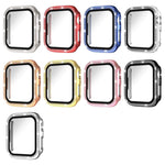 Protection d'écran xDfind en verre trempé à motif diamant simple rangée, avec boîtier en polycarbonate intégré, compatible avec Apple Watch Series 11 46 mm / 10 46 mm et Apple Watch Series 11 42 mm / 10 42 mm.