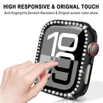 Protection d'écran xDfind en verre trempé à motif diamant simple rangée, avec boîtier en polycarbonate intégré, compatible avec Apple Watch Series 11 46 mm / 10 46 mm et Apple Watch Series 11 42 mm / 10 42 mm.