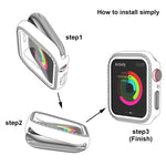 Protection d'écran xDfind en verre trempé à motif diamant simple rangée, avec boîtier en polycarbonate intégré, compatible avec Apple Watch Series 11 46 mm / 10 46 mm et Apple Watch Series 11 42 mm / 10 42 mm.