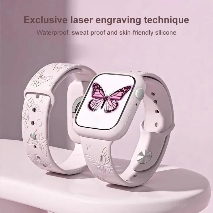 Bracelet de montre en silicone xDfind avec gravure laser 3D, compatible avec Apple Watch 42/44/45/46/49 mm et Apple Watch 38/40/41/S11 42 mm.
