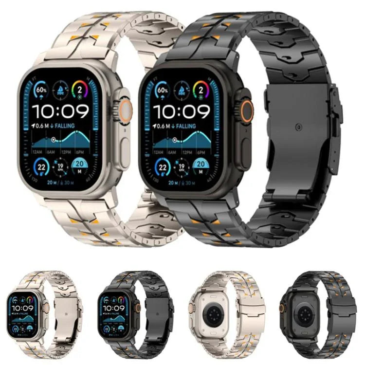 Bracelet de montre en alliage de titane bicolore détachable de 26 mm de large avec fermoir de sécurité, pour Apple Watch 46 mm / 49 mm / 45 mm / 44 mm