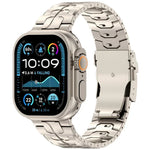 Bracelet de montre en alliage de titane avec fermoir de sécurité amovible, compatible avec les Apple Watch 46 mm / 49 mm / 45 mm / 44 mm et 42 mm / 41 mm / 40 mm / 38 mm.