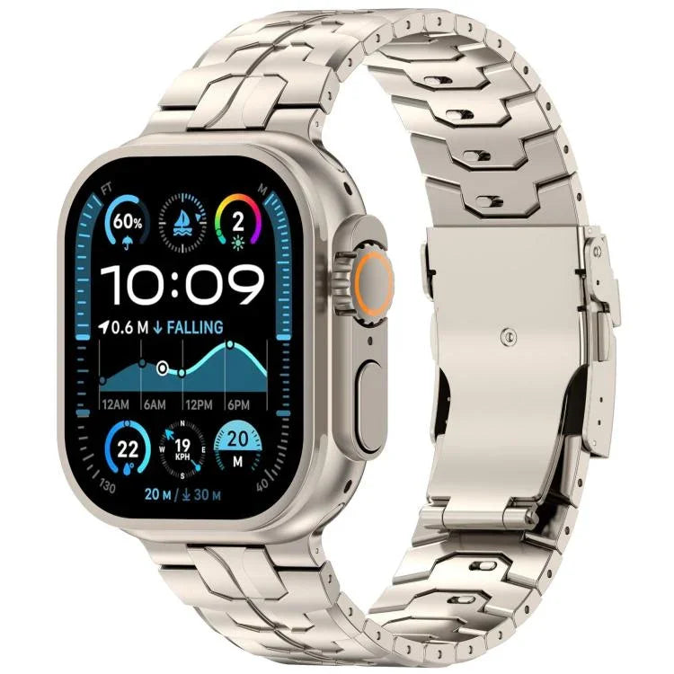Bracelet de montre en alliage de titane avec fermoir de sécurité amovible, compatible avec les Apple Watch 46 mm / 49 mm / 45 mm / 44 mm et 42 mm / 41 mm / 40 mm / 38 mm.